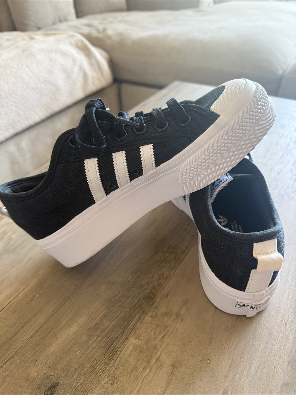EUC adidas Women’s Nizza Platform Shoes in Black/White